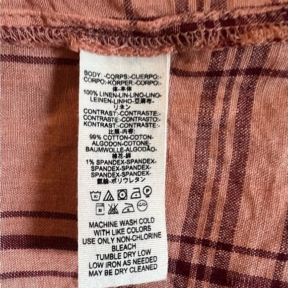 Free People No Limits Oversized Linen Plaid Button Down size Small EUC - Picture 12 of 15